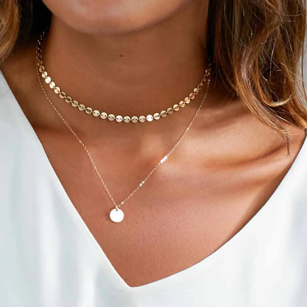 Colette Gold/Silver Coin Layered Choker Necklace