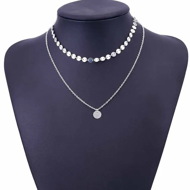 Colette Gold/Silver Coin Layered Choker Necklace
