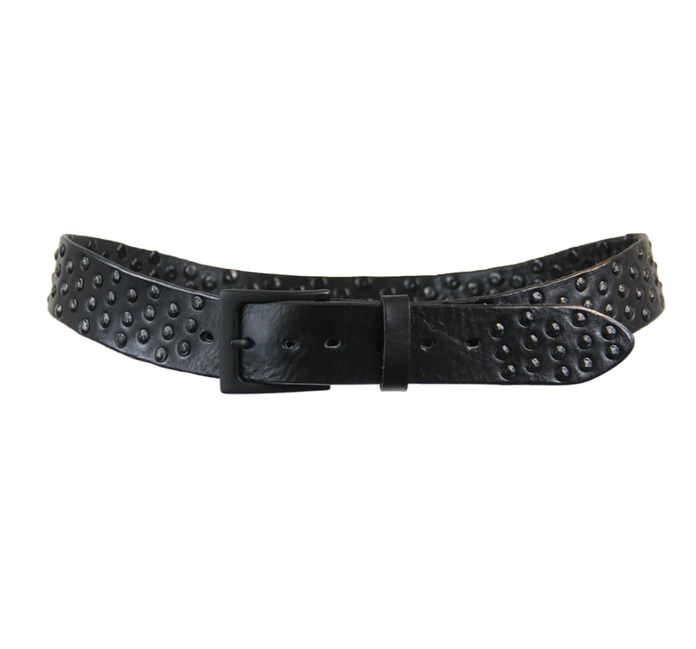 Coperto Curved Handmade Leather Belt in Black