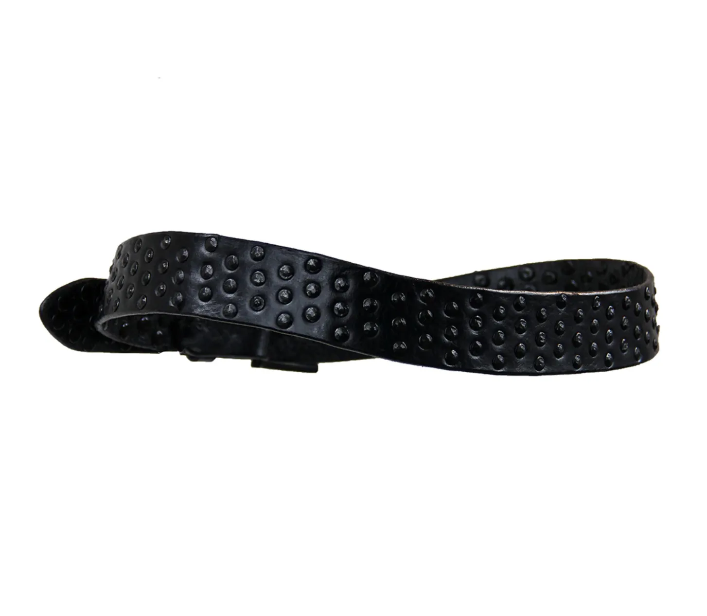 Coperto Curved Handmade Leather Belt in Black
