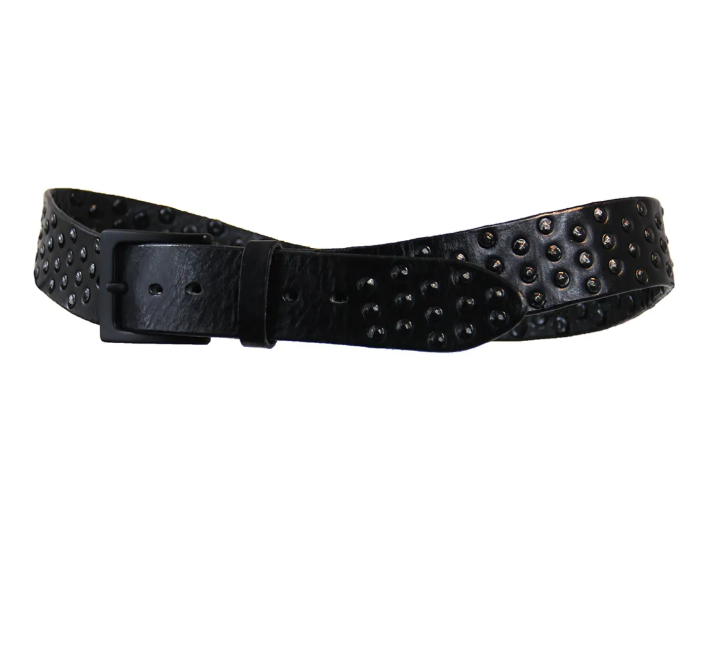 Coperto Curved Handmade Leather Belt in Black