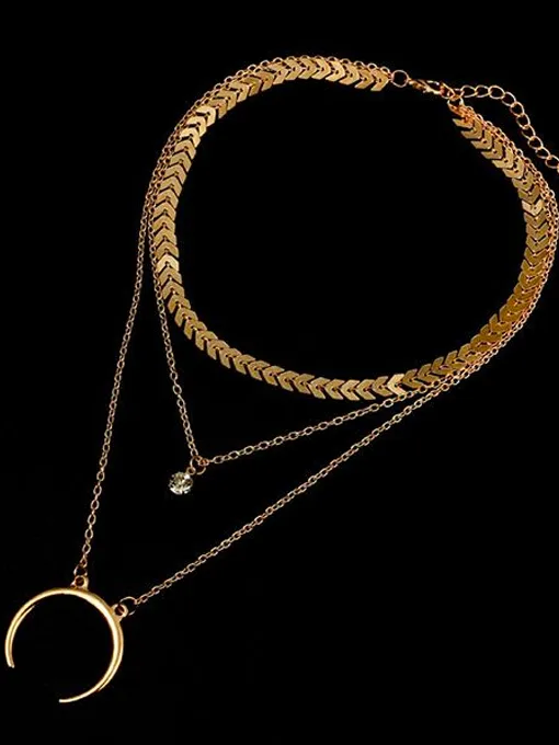 Crescent Moon Layered Necklace Set