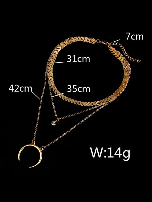 Crescent Moon Layered Necklace Set