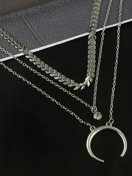 Crescent Moon Layered Necklace Set