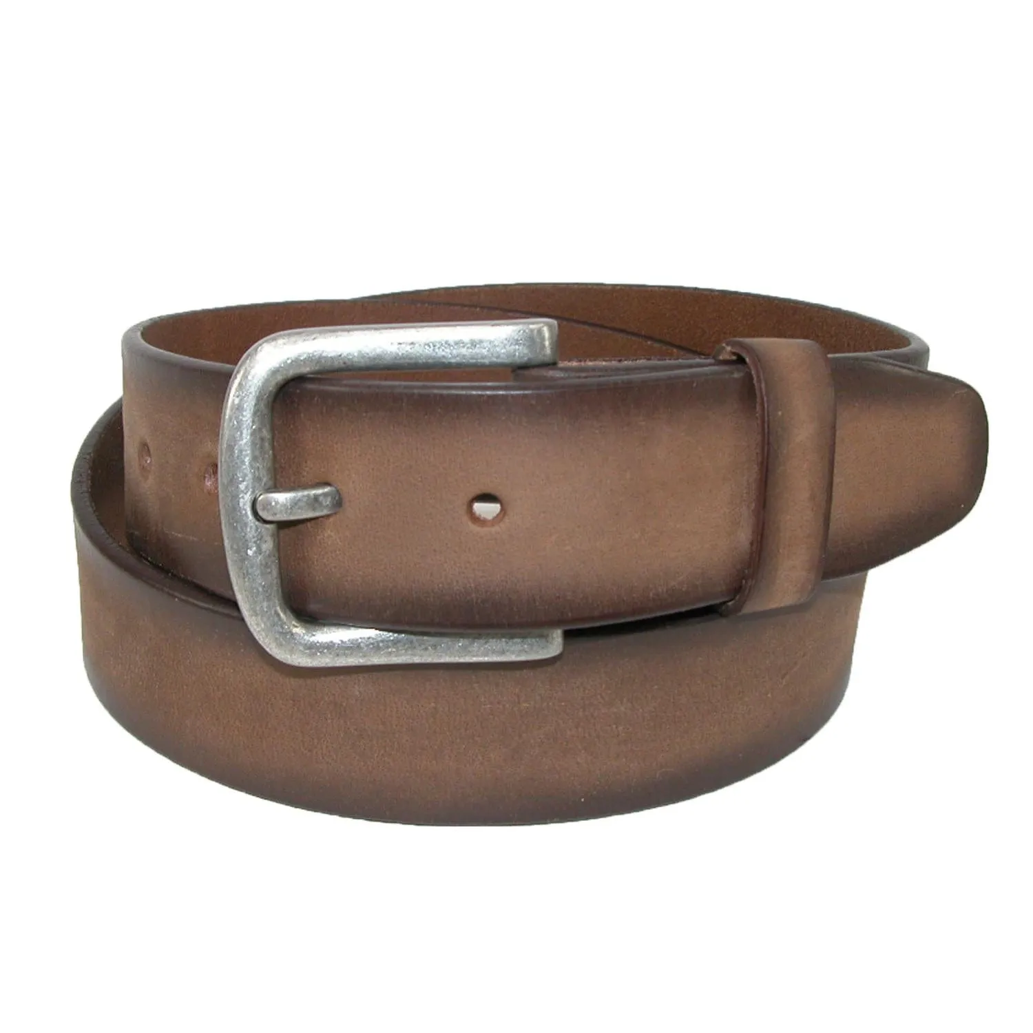 CTM® Men's Big & Tall Burnished Leather Bridle Belt with Removable Buckle