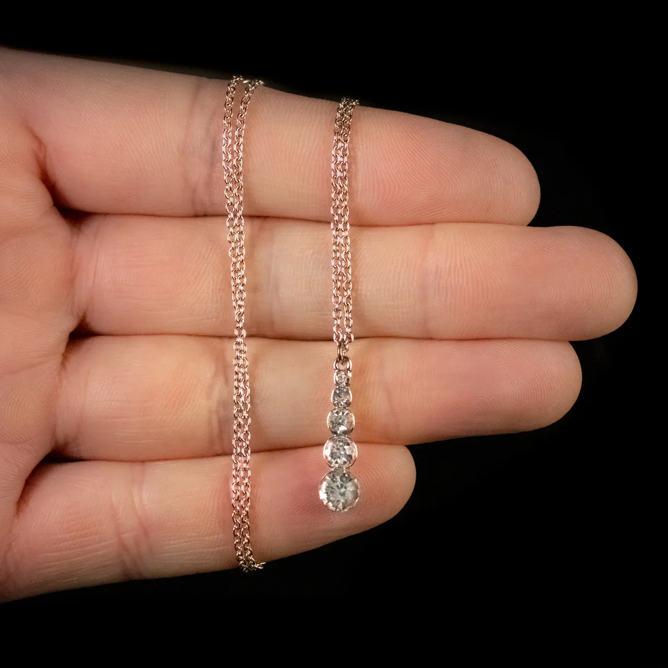 Cubic Zirconia Pendant Necklace 9Ct Rose Gold