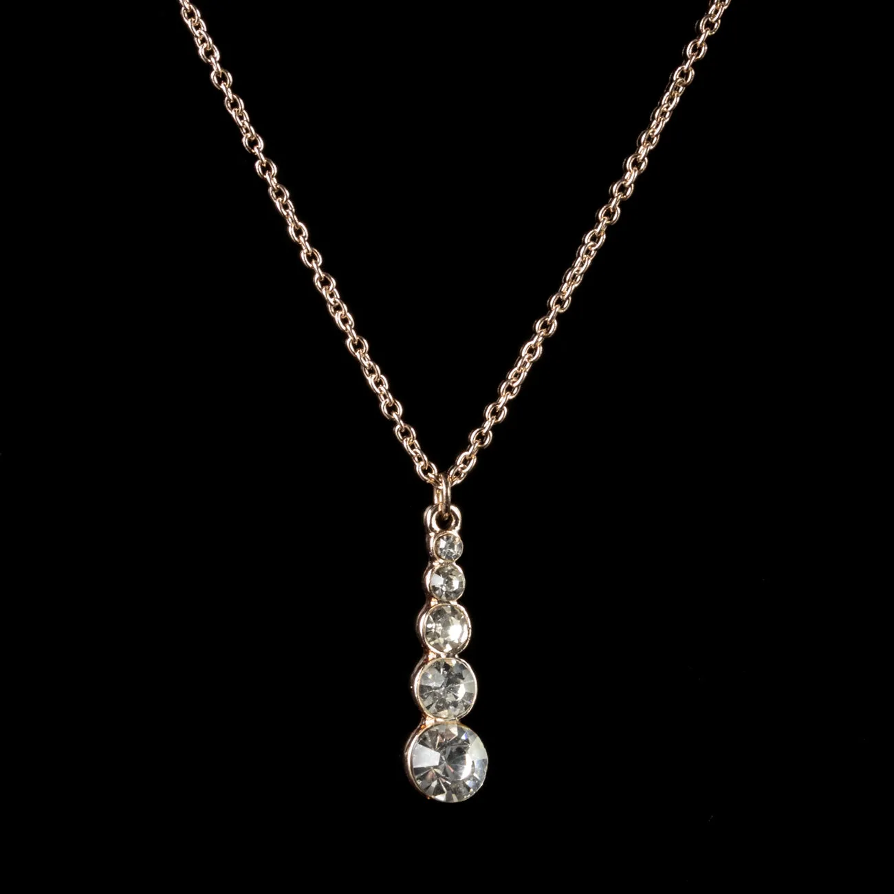 Cubic Zirconia Pendant Necklace 9Ct Rose Gold