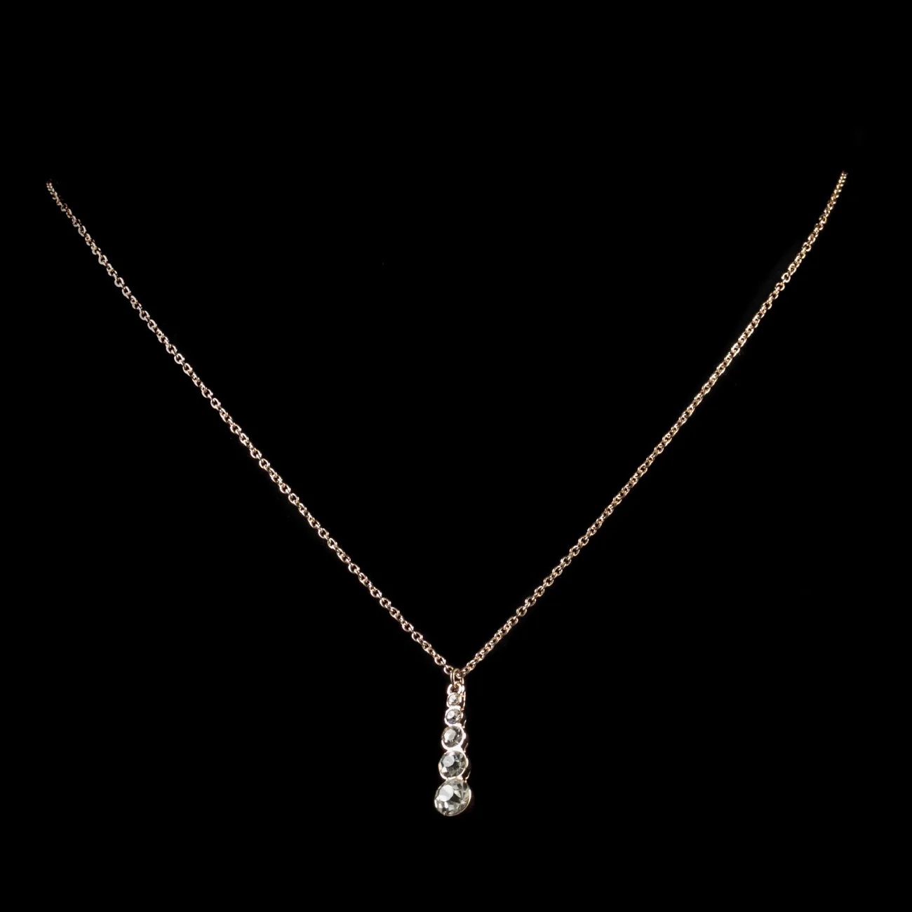 Cubic Zirconia Pendant Necklace 9Ct Rose Gold