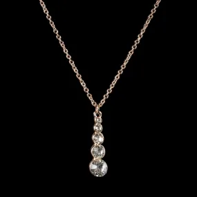 Cubic Zirconia Pendant Necklace 9Ct Rose Gold