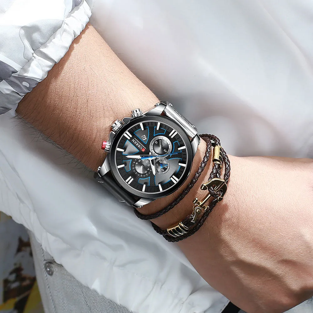 CURREN Men Watch Leather Brand Luxury Quartz Chronograph Watch