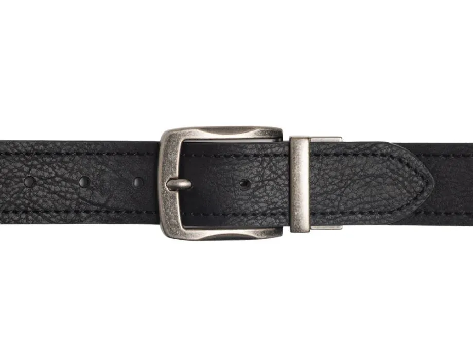 CUSTOM LEATHER Men's 38mm Reversible Black/Dark Brown Belt