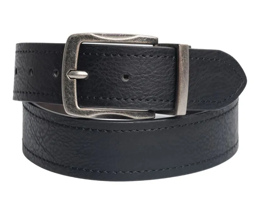 CUSTOM LEATHER Men's 38mm Reversible Black/Dark Brown Belt