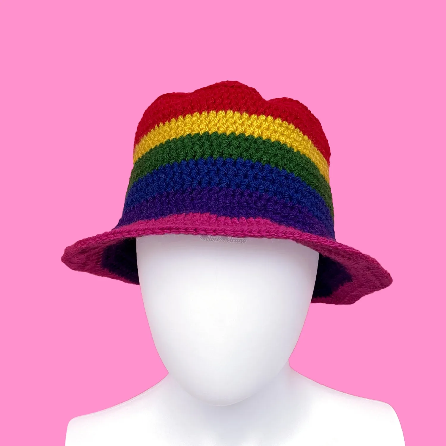 Dark Rainbow Striped Bucket Hat