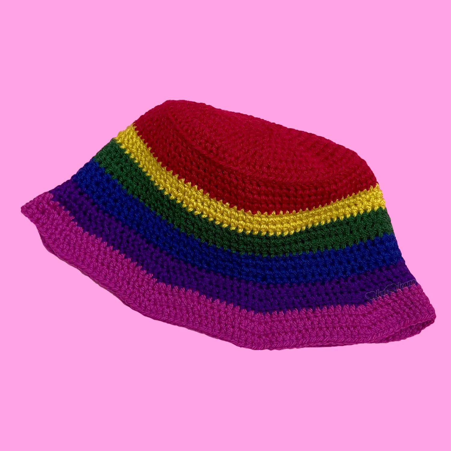 Dark Rainbow Striped Bucket Hat