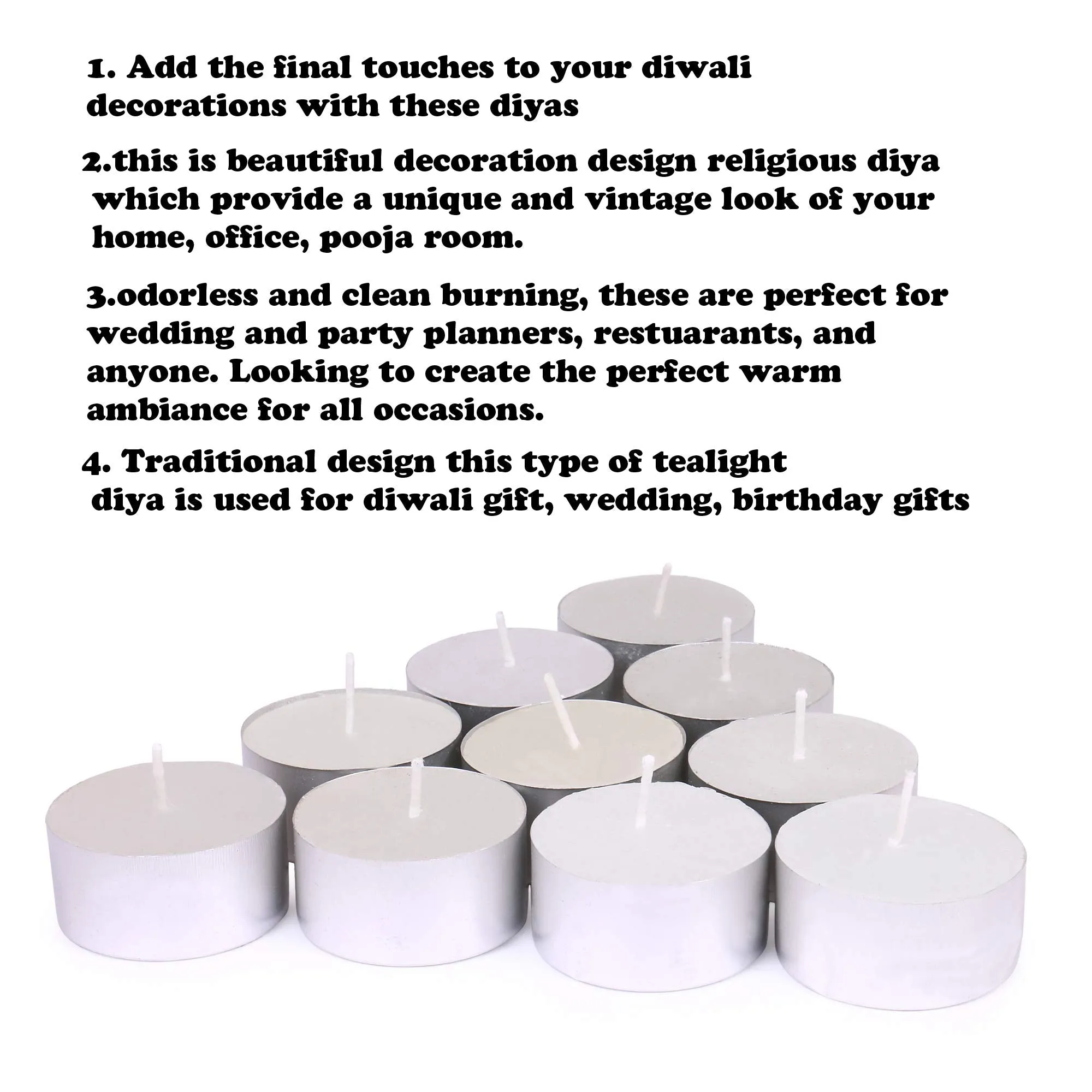 DARSHMOTI® Tealight Candles Pack of 100, 8-9 Hours (Approx.) Burning Time, Smokeless Unscented Tealight Candles for Home Decoration and Celebration, White, Pack of 100