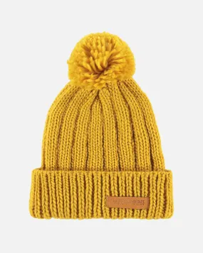 Demi | Chic Rib Knit Beanie With Faux Fur Pom