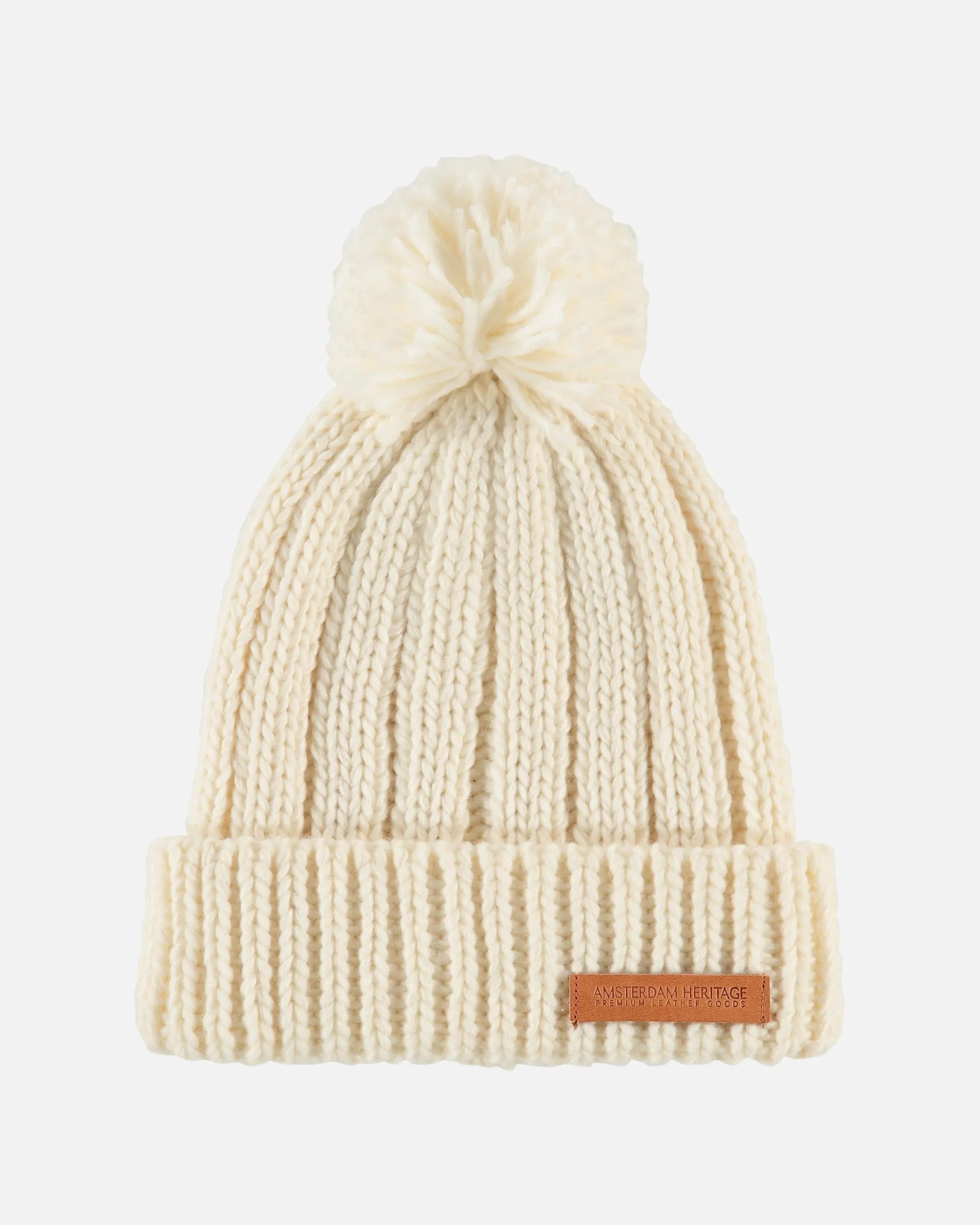 Demi | Chic Rib Knit Beanie With Faux Fur Pom