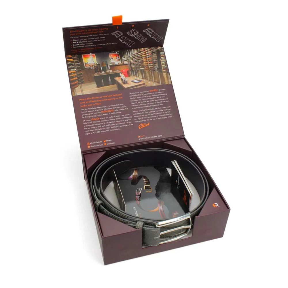 Denim Pony Hair Turq Prong Belt