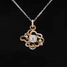 Diamond Solitaire Cluster Blooming Flower Pendant in 18k Rose Gold - (#62-PDDIA317409)