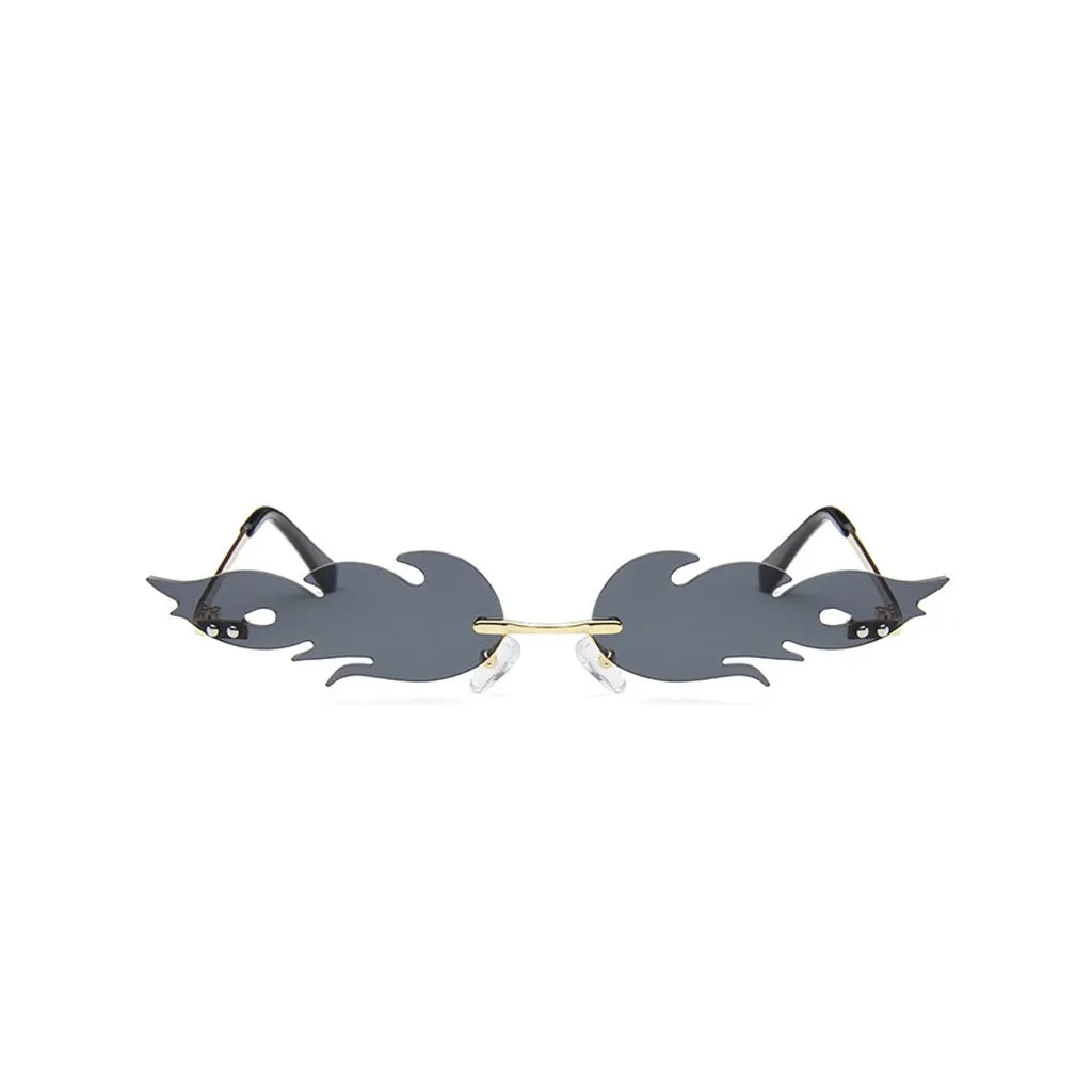 Distinctive Metallic Trim UV Protection Slim Gradient Flame Sunglasses