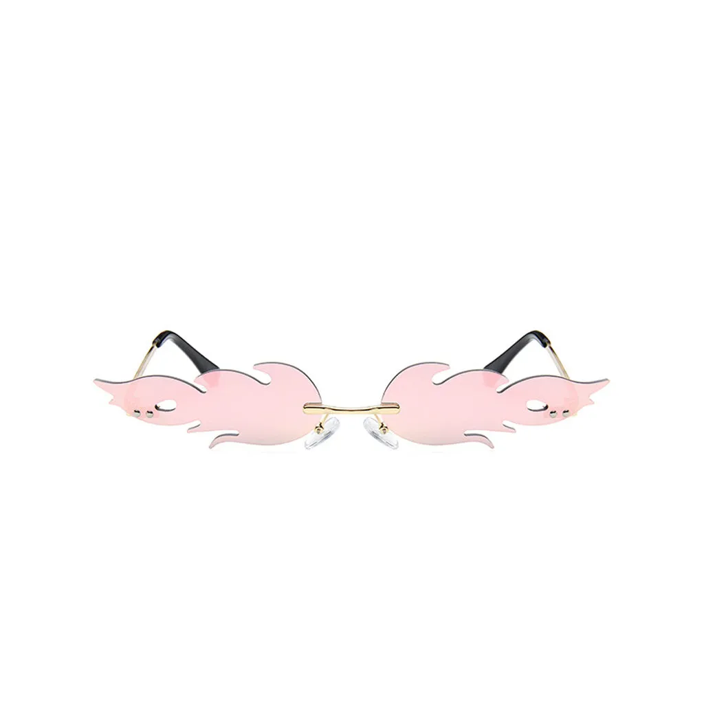 Distinctive Metallic Trim UV Protection Slim Gradient Flame Sunglasses