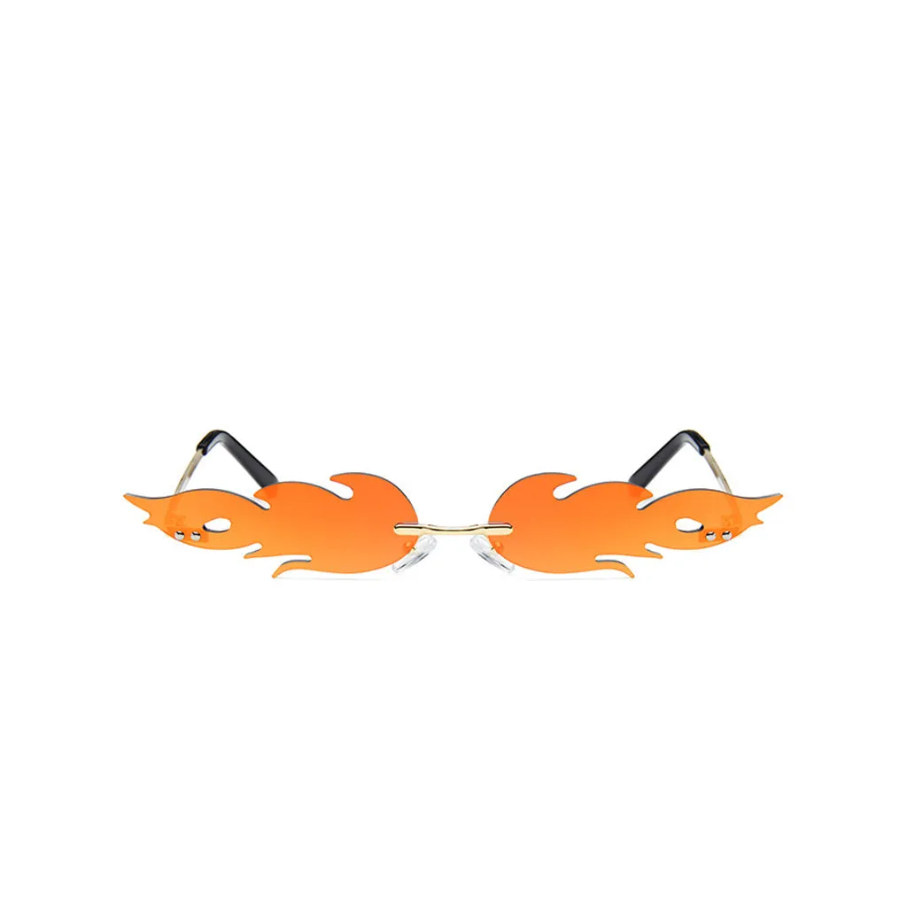 Distinctive Metallic Trim UV Protection Slim Gradient Flame Sunglasses