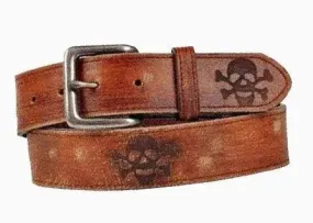 Distressed Leather Skull Belt