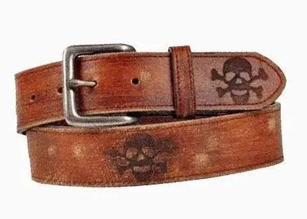 Distressed Leather Skull Belt