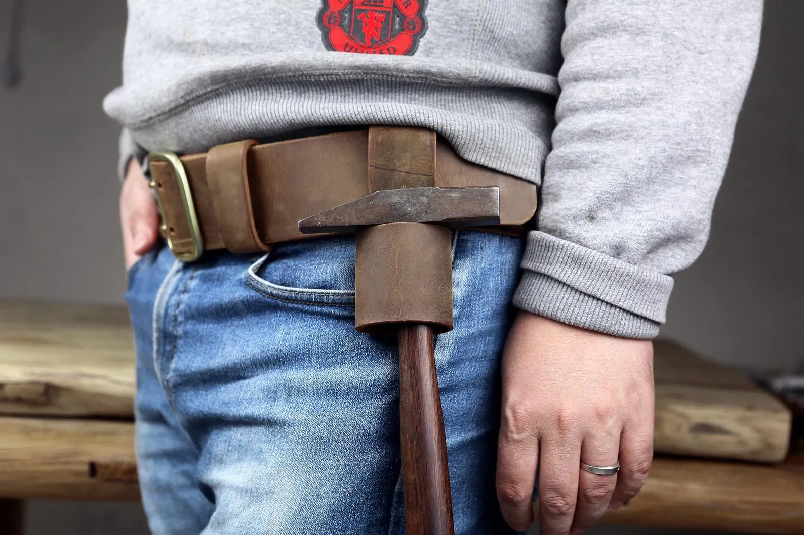 distressed leather tool belt holster