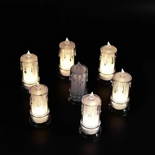 Drumstone Crystal Glow Candle Electric Light, Flameless Tea Light Candle for Christmas Wedding Party and Birthday Home Décor_M3