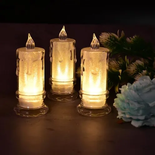 Drumstone Crystal Glow Candle Electric Light, Flameless Tea Light Candle for Christmas Wedding Party and Birthday Home Décor_M3