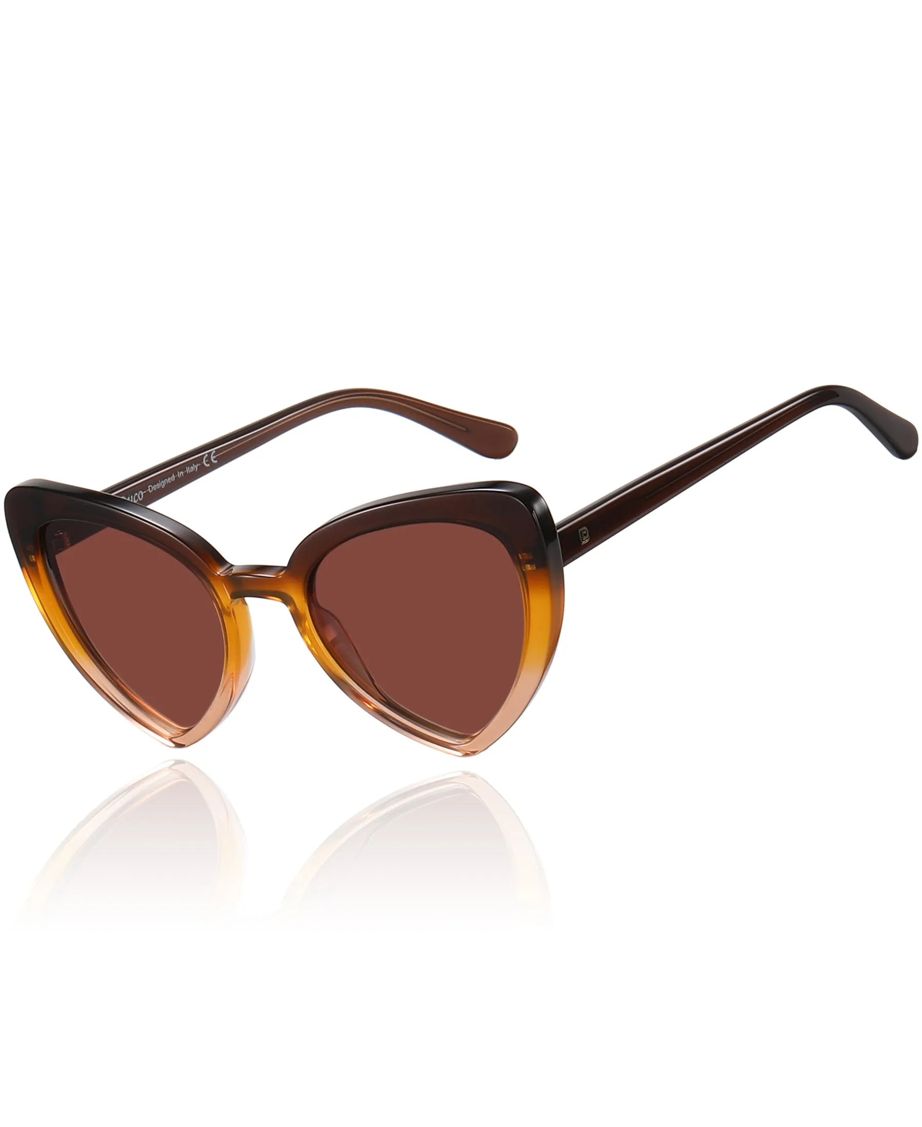 DUCO Trendy Heart Polarized Sunglasses for Women Narrow Cat Eye Vintage Shades DC1206
