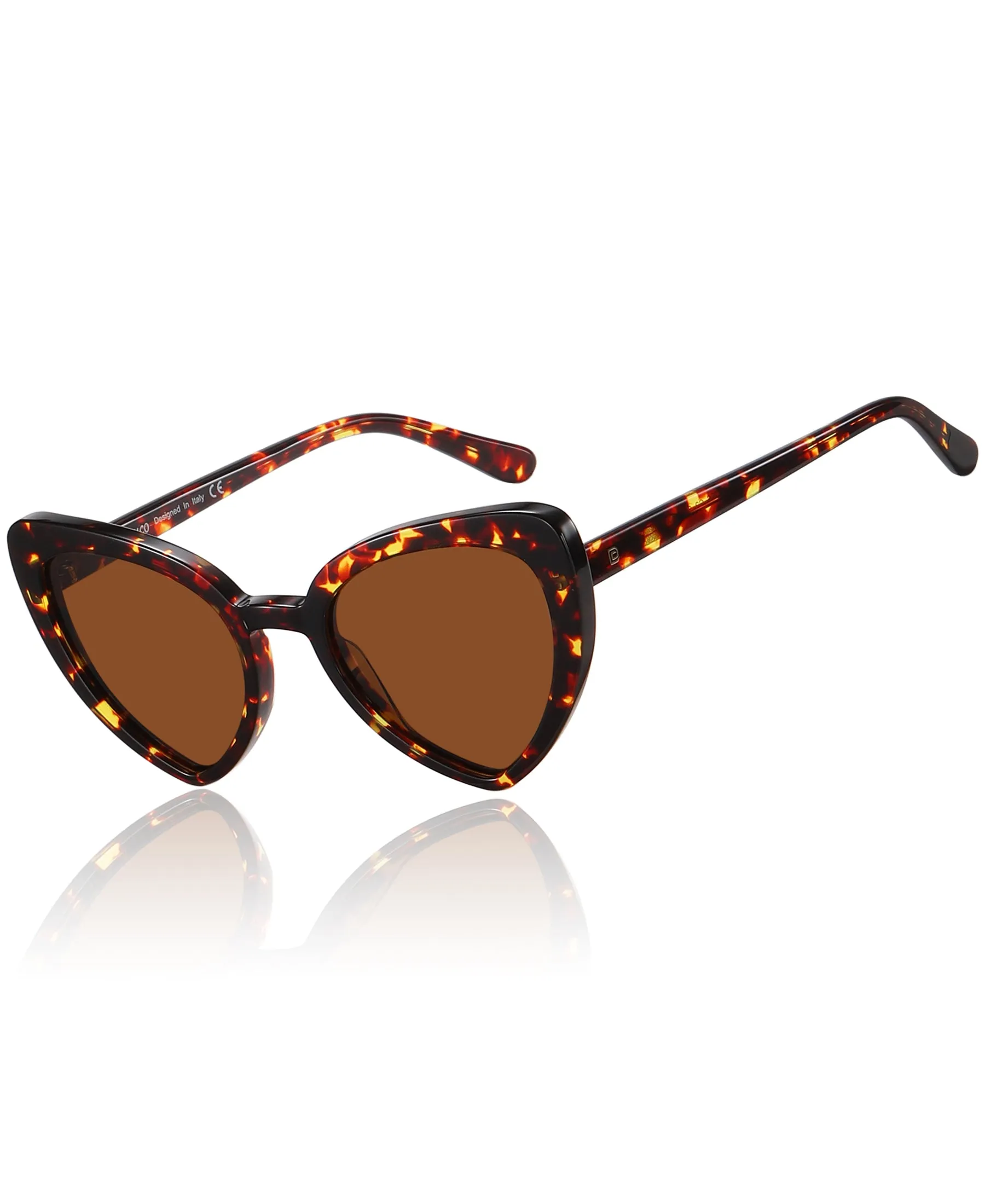 DUCO Trendy Heart Polarized Sunglasses for Women Narrow Cat Eye Vintage Shades DC1206