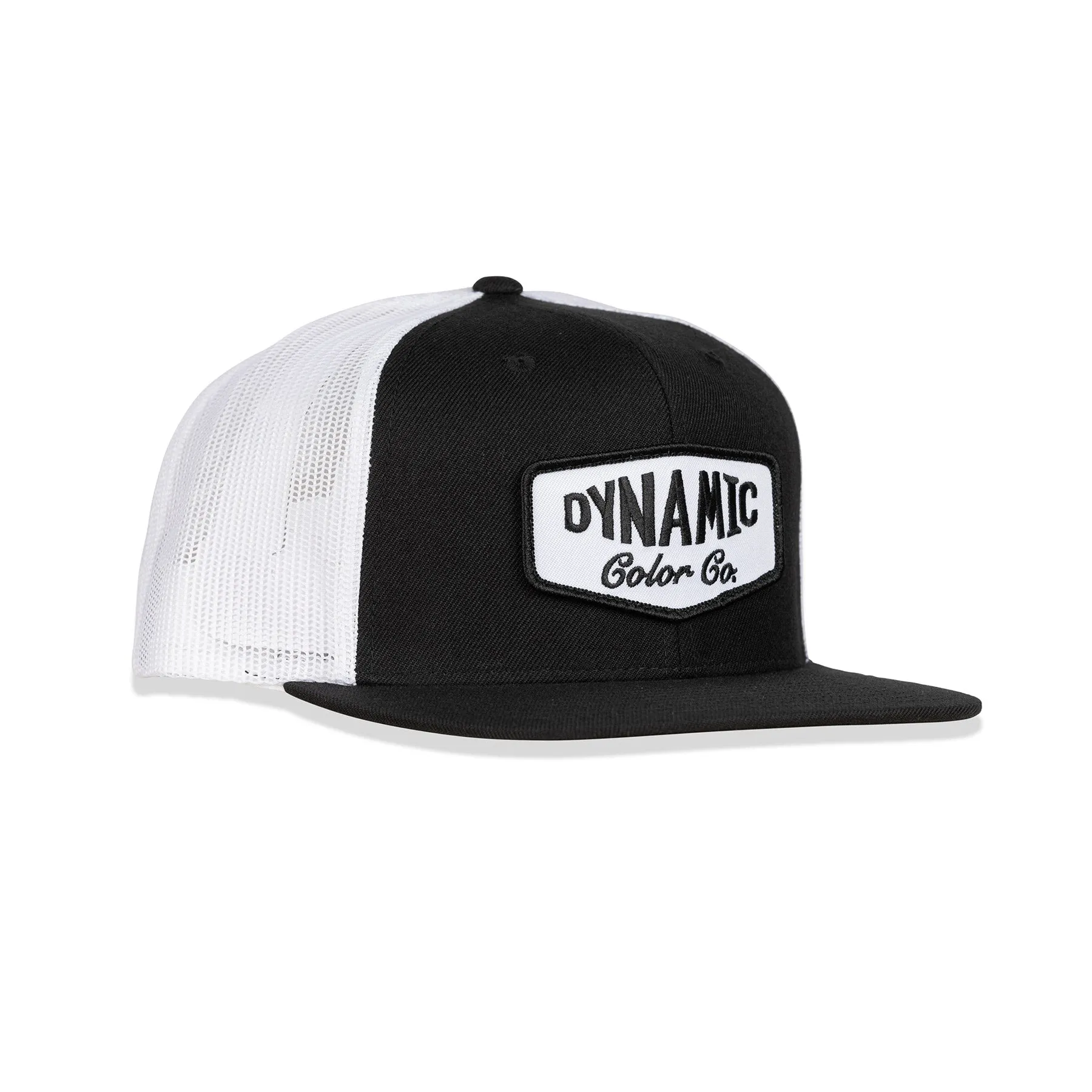 Dynamic Trucker Hat / Black & White / Embroidered Patch