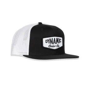 Dynamic Trucker Hat / Black & White / Embroidered Patch
