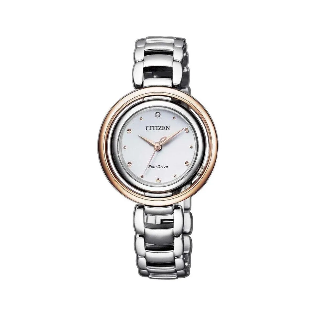 EM0668-83A - Ladies Two Tone Eco-Drive Diamond Dress Watch