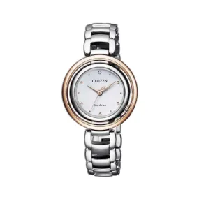EM0668-83A - Ladies Two Tone Eco-Drive Diamond Dress Watch