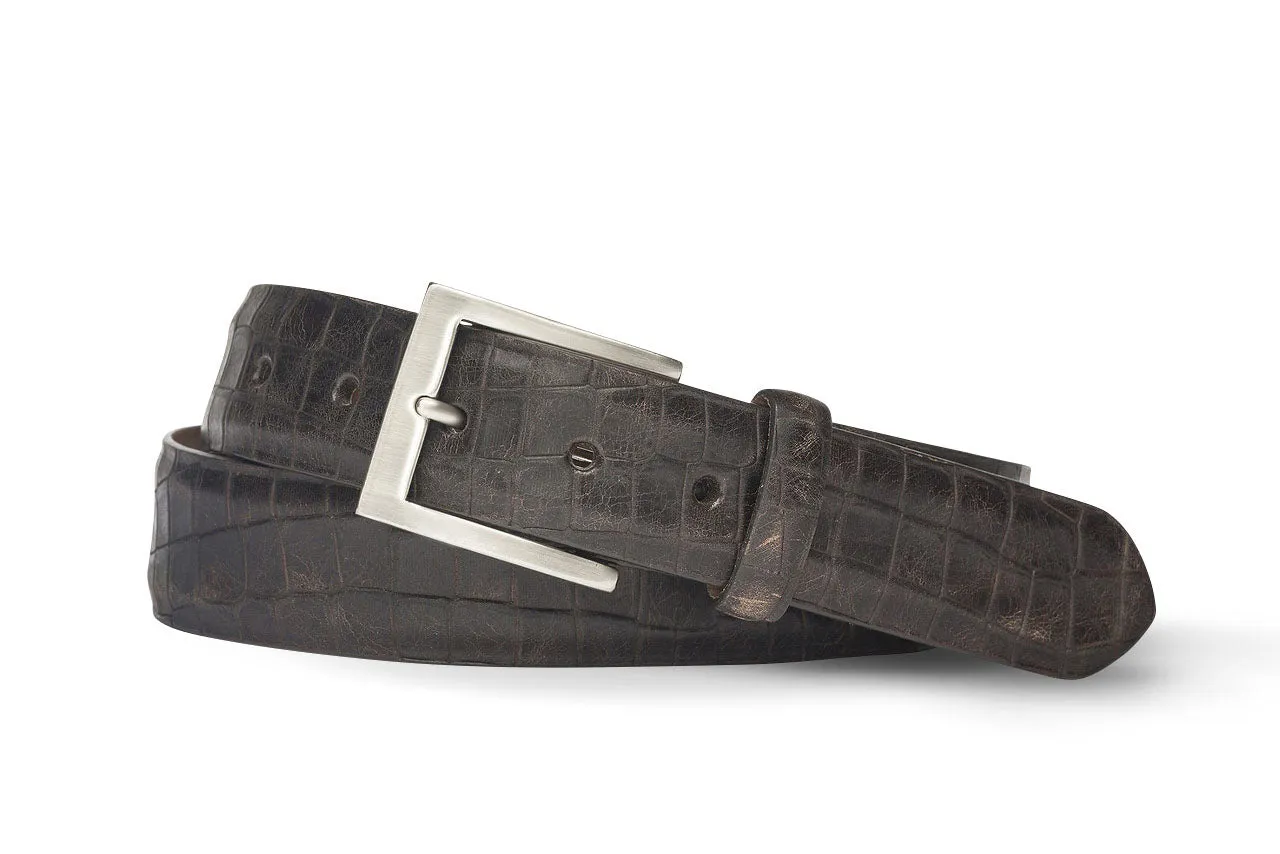Embossed Dragon Belt with Antique Silver Buckle