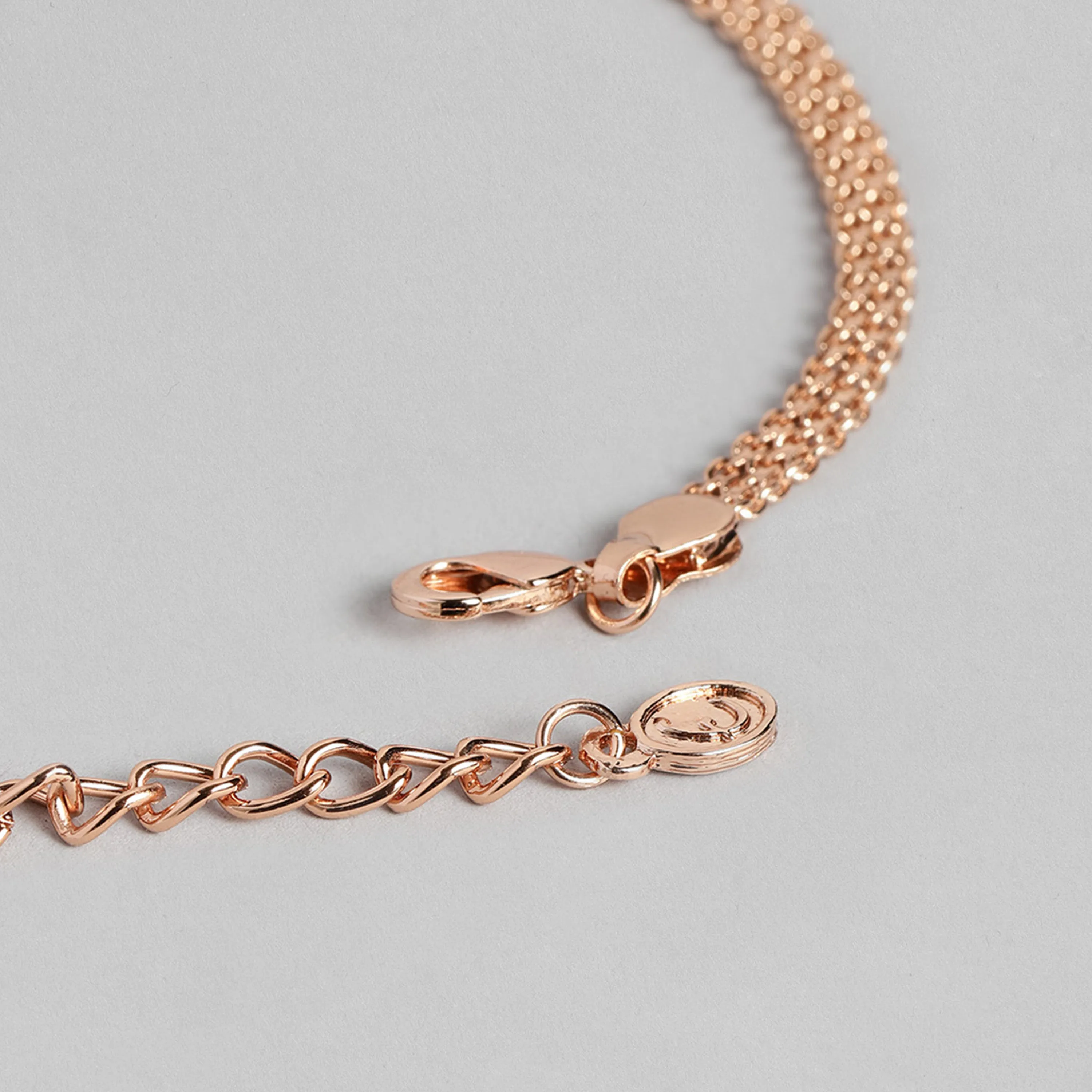 Estele Rose Gold Plated Sparkling Drop Designer Necklace Set with White Austrian Crystals for Women