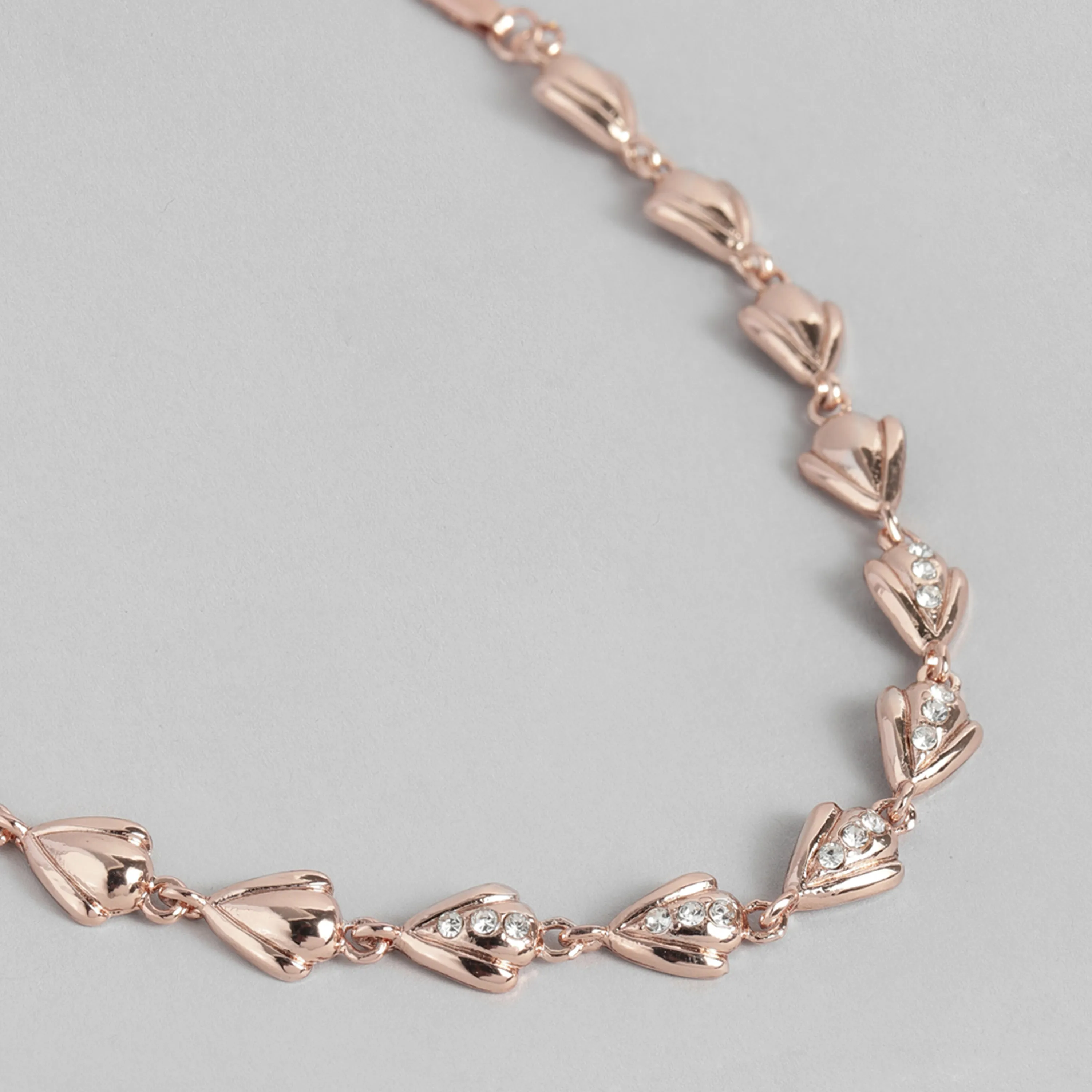Estele Rosegold Plated Trendy Classic Necklace set with Austrian Crystals for Women