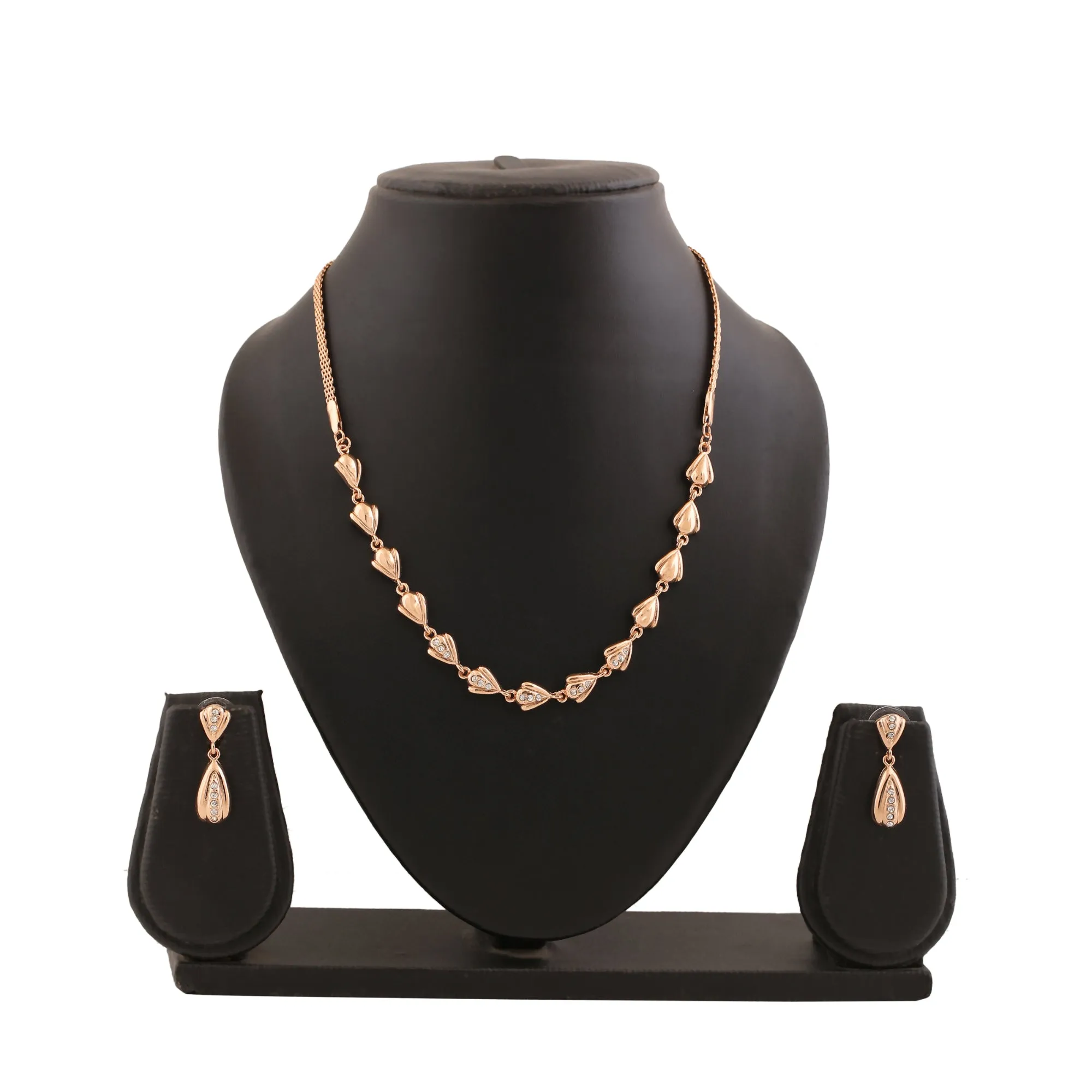Estele Rosegold Plated Trendy Classic Necklace set with Austrian Crystals for Women