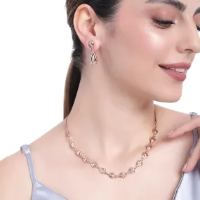 Estele Rosegold Plated Trendy Classic Necklace set with Austrian Crystals for Women