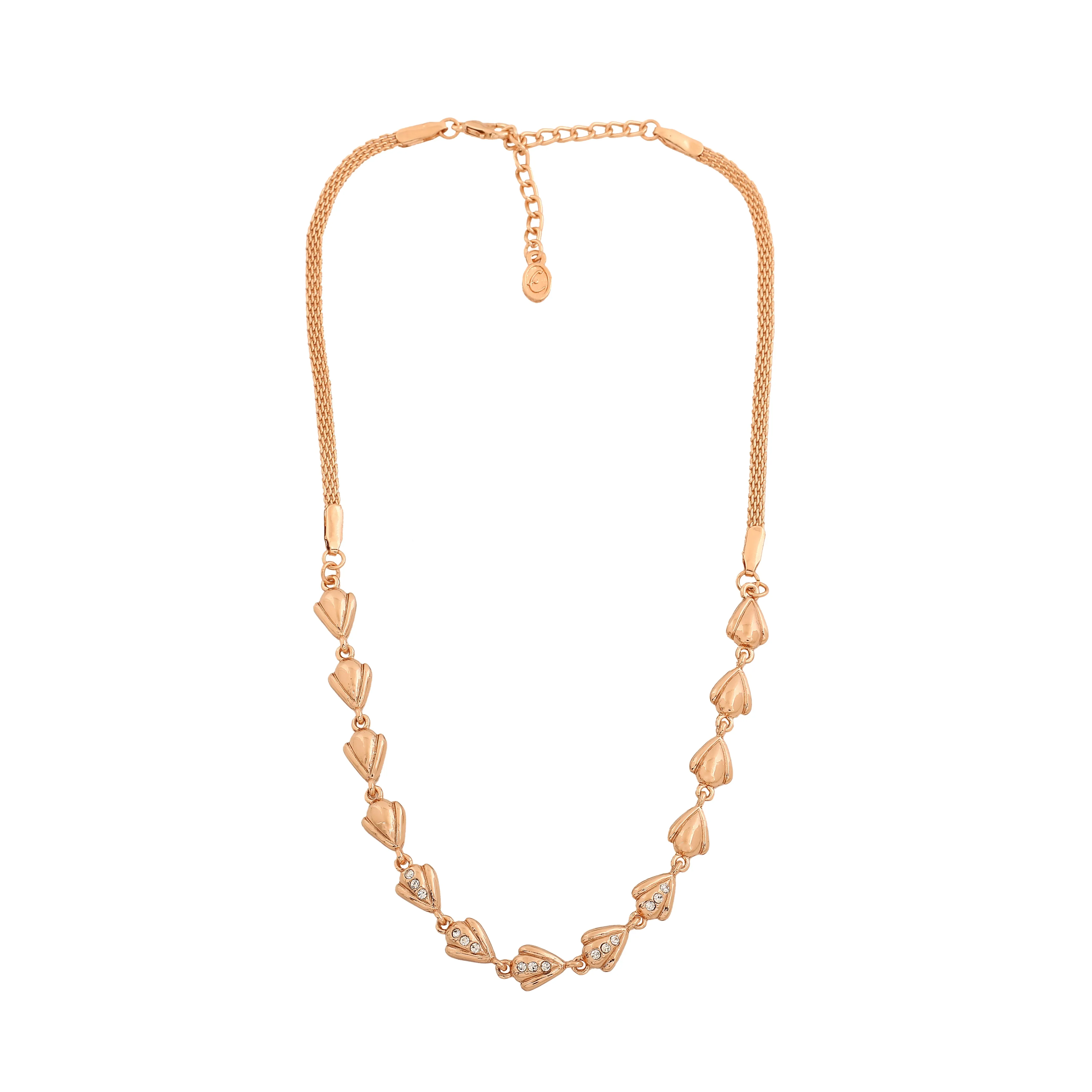 Estele Rosegold Plated Trendy Classic Necklace set with Austrian Crystals for Women