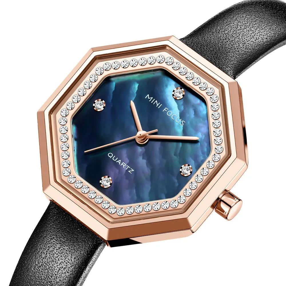 Fashion light luxury exquisite shell shell shell with waterproof cowhide strap for women's Watch