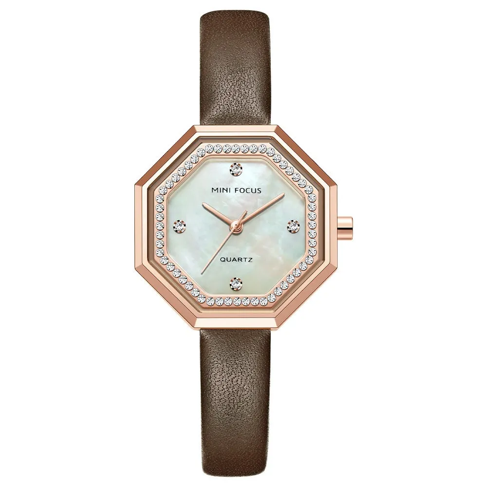 Fashion light luxury exquisite shell shell shell with waterproof cowhide strap for women's Watch