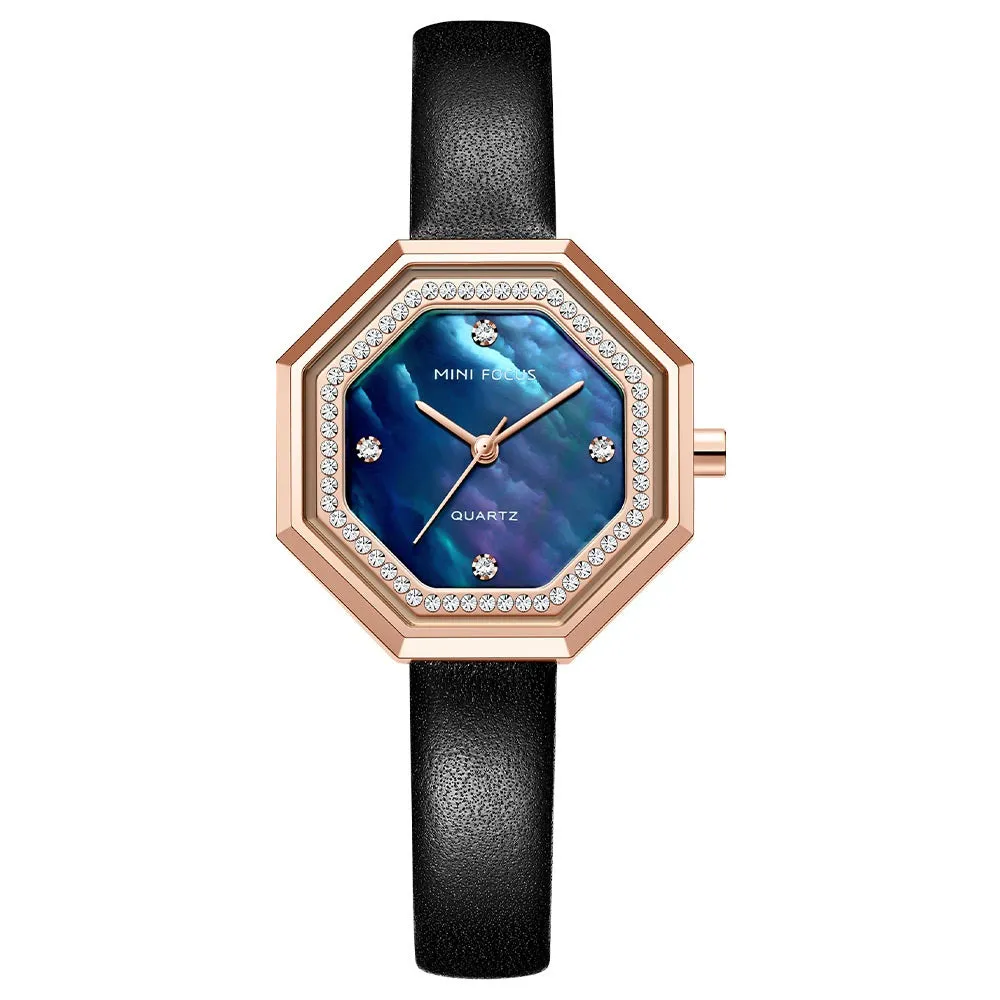 Fashion light luxury exquisite shell shell shell with waterproof cowhide strap for women's Watch