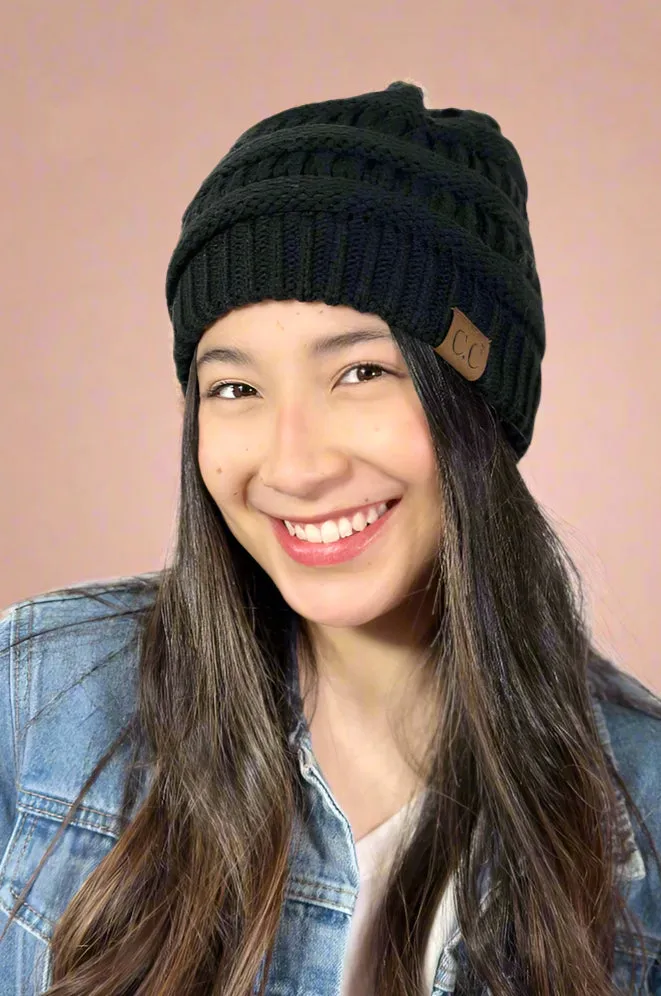 Faux Lined Stamped Beanie