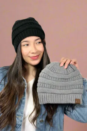 Faux Lined Stamped Beanie