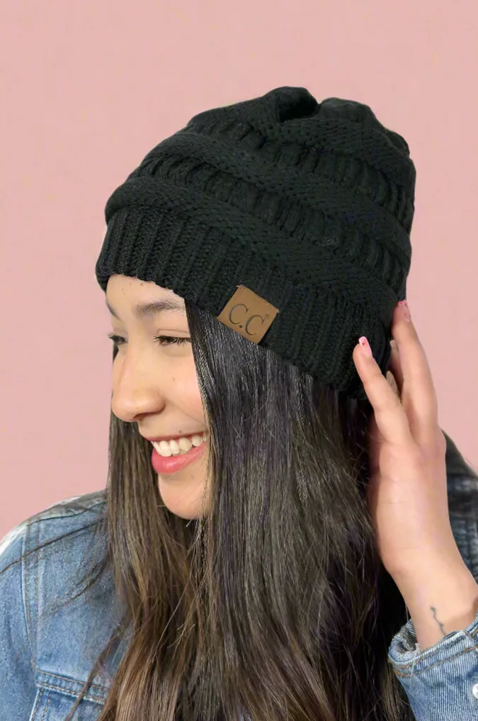 Faux Lined Stamped Beanie