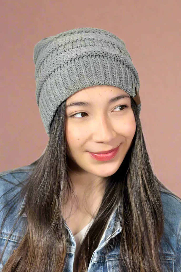 Faux Lined Stamped Beanie